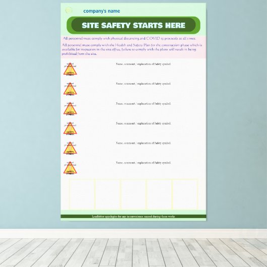 Volledig  veiligheidsraad voor de bouwplaats canvas afdruk (Insitu (Houten vloer))