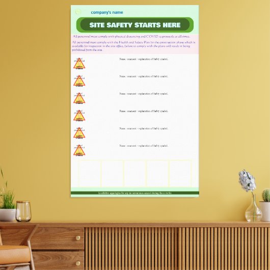 Volledig  veiligheidsraad voor de bouwplaats canvas afdruk (Insitu (Woonkamer))