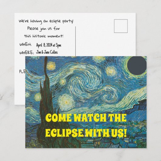 VOLLEDIG VERDUISTERINGSFEESTUITNODIGINGEN UITNODIGING BRIEFKAART (Voorkant / Achterkant)