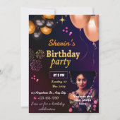 Volledig  verjaardagsuitnodiging kaart (Voorkant)