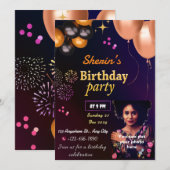 Volledig  verjaardagsuitnodiging kaart (Voorkant / Achterkant)