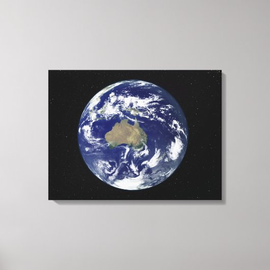 Volledig verlichte aarde gecentreerd op Australië Canvas Afdruk (Voorkant)