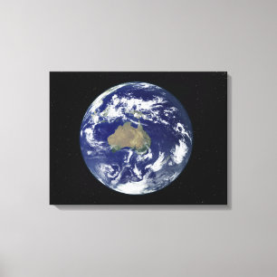 Volledig verlichte aarde gecentreerd op Australië Canvas Afdruk