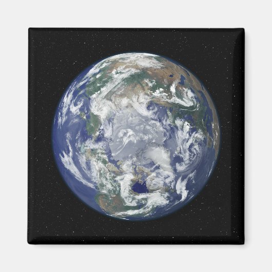 Volledig verlichte aarde gecentreerd op de Noordpo Magneet (Voorkant)