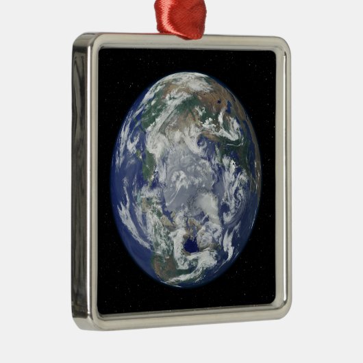 Volledig verlichte aarde gecentreerd op de Noordpo Metalen Ornament (Rechts)