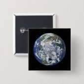 Volledig verlichte aarde gecentreerd op de Noordpo Vierkante Button 5,1 Cm (Voorkant /achterkant)