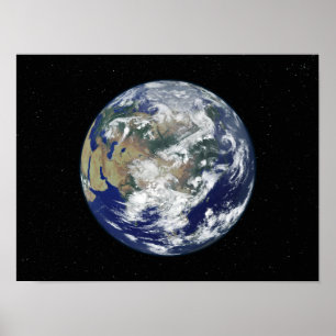 Volledig verlichte aarde in Azië Poster