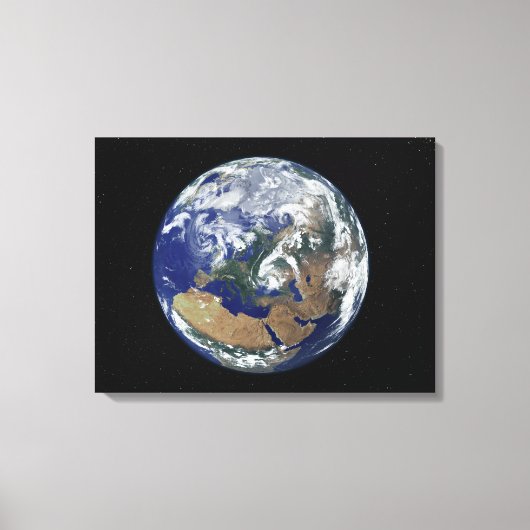 Volledig verlichte aarde in het centrum van Europa Canvas Afdruk (Voorkant)