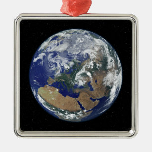 Volledig verlichte aarde in het centrum van Europa Metalen Ornament