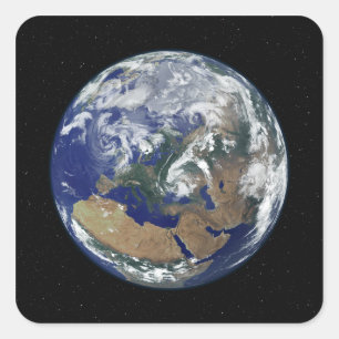 Volledig verlichte aarde in het centrum van Europa Vierkante Sticker