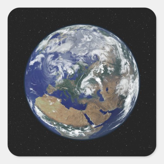 Volledig verlichte aarde in het centrum van Europa Vierkante Sticker (Voorkant)