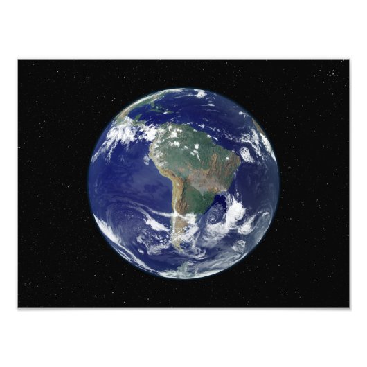 Volledig verlichte aarde in Zuid-Amerika Foto Afdruk (Voorkant)