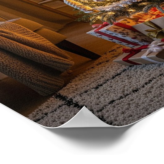 Volledig versierde kerstboom poster (Hoek)