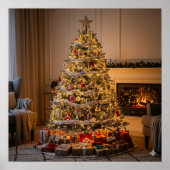Volledig versierde kerstboom poster (Voorkant)