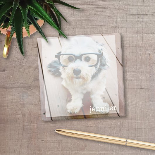 Volledig vierkant fotoontwerp met aangepaste naam post-it® notes