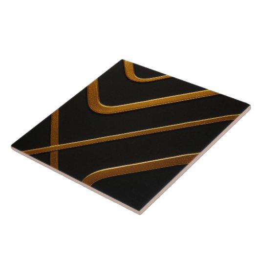 Volledig vloeibaar goud zwart monochroom architect tegeltje (Zijkant)