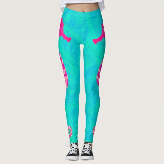 Volledig zeepaardje op Aquamarine - Leggings (Voorkant)