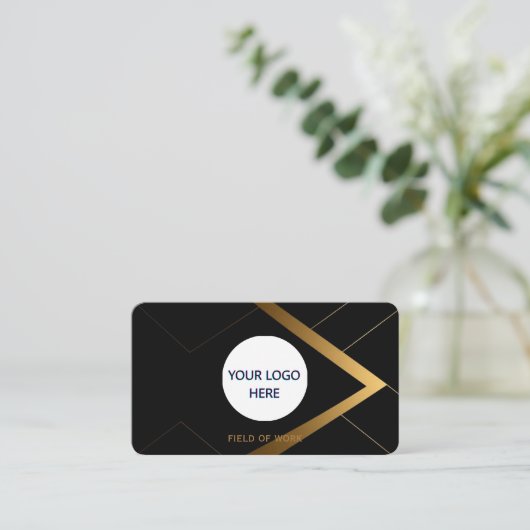 Volledig  zwart en goud visitekaartje (Staand voorkant)