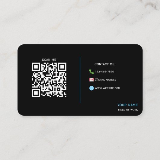 Volledig  zwarte en blauwe bliksem visitekaartje (Achterkant)