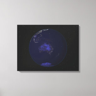 Volledige Aarde bij nacht met stadslichten 2 Canvas Afdruk