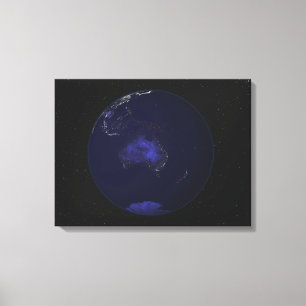 Volledige Aarde bij nacht met stadslichten 2 Canvas Afdruk