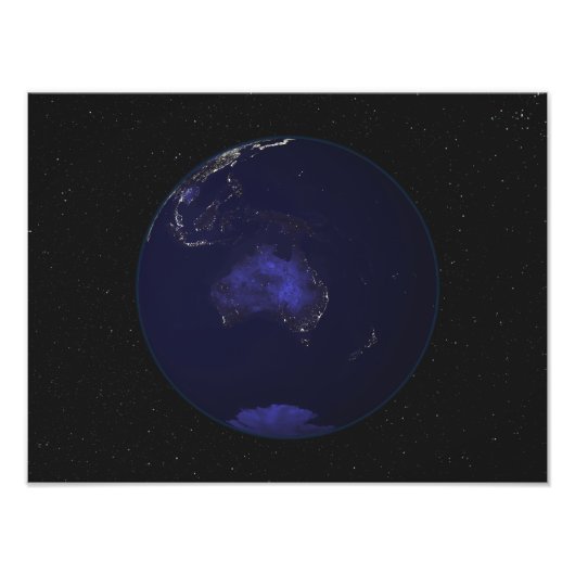 Volledige Aarde bij nacht met stadslichten 2 Foto Afdruk (Voorkant)