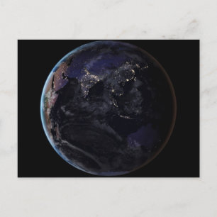 Volledige Aarde die de lichten van de stad van Azi Briefkaart