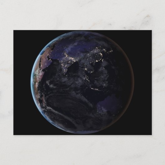 Volledige Aarde die de lichten van de stad van Azi Briefkaart (Voorkant)