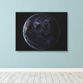 Volledige Aarde die de lichten van de stad van Azi Canvas Afdruk (Insitu (Houten vloer))