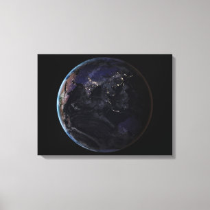 Volledige Aarde die de lichten van de stad van Azi Canvas Afdruk