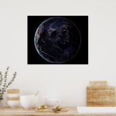 Volledige Aarde die de lichten van de stad van Azi Poster (Keuken)