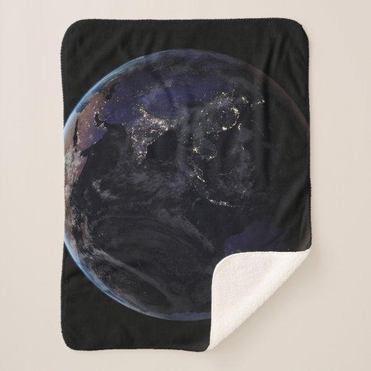 Volledige Aarde die de lichten van de stad van Azi Sherpa Deken (Voorkant)