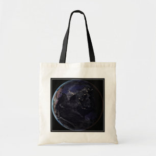Volledige Aarde die de lichten van de stad van Azi Tote Bag