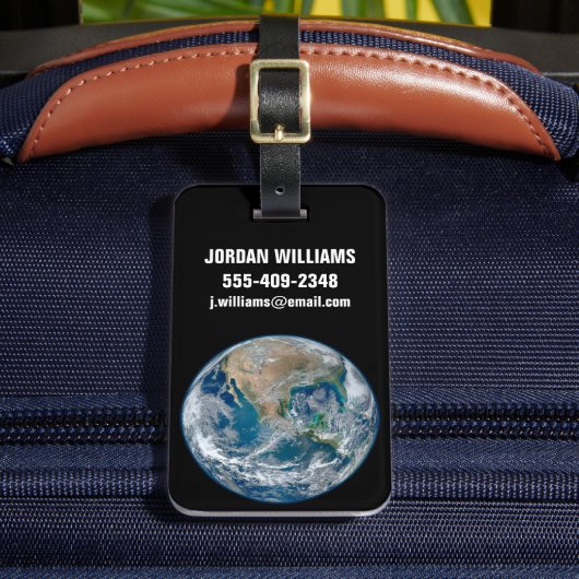 Volledige Aarde die Noord-Amerika en Mexico toont. Bagagelabel (Voorkant Insitu 2)