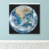 Volledige Aarde die Noord-Amerika en Mexico toont. Canvas Afdruk (Insitu (Houten vloer))