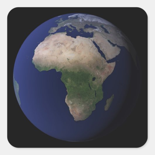 Volledige Aarde met Afrika, Europa en het Midden-O Vierkante Sticker (Voorkant)