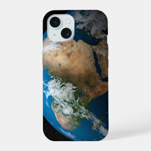 Volledige aarde met gesimuleerde wolken boven Afri iPhone 15 Case
