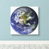 Volledige Aarde met Noord-Amerika 2 Canvas Afdruk (Insitu (Houten vloer))