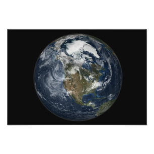 Volledige Aarde met Noord-Amerika 2 Foto Afdruk