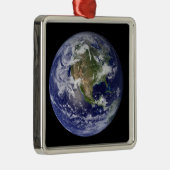 Volledige Aarde met Noord-Amerika 3 Metalen Ornament (Rechts)