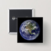 Volledige Aarde met Noord-Amerika 3 Vierkante Button 5,1 Cm (Voorkant /achterkant)