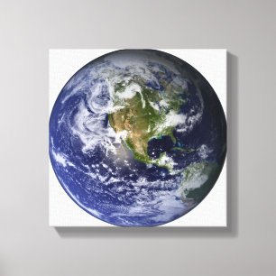 Volledige Aarde met Noord-Amerika Canvas Afdruk