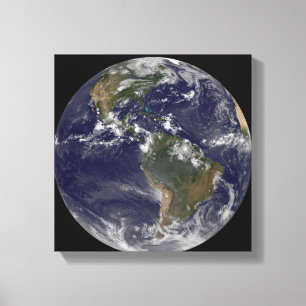 Volledige Aarde met Noord-Amerika en Zuid-Amer 2 Canvas Afdruk