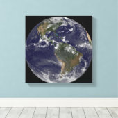 Volledige Aarde met Noord-Amerika en Zuid-Amer 2 Canvas Afdruk (Insitu (Houten vloer))