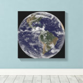 Volledige Aarde met Noord-Amerika en Zuid-Amer 3 Canvas Afdruk (Insitu (Houten vloer))