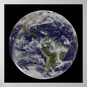 Volledige Aarde met Noord-Amerika en Zuid-Amer 4 Poster