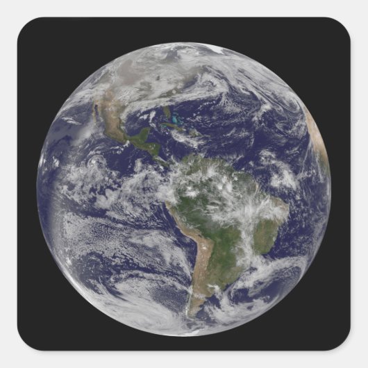 Volledige Aarde met Noord-Amerika en Zuid-Amer 4 Vierkante Sticker (Voorkant)