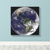 Volledige Aarde met Noord-Amerika en Zuid-Amer 5 Canvas Afdruk (Insitu (Houten vloer))