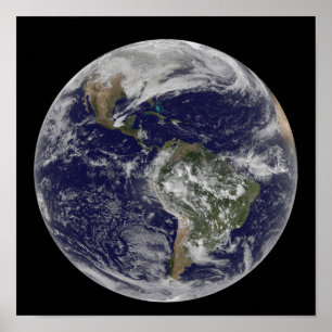 Volledige Aarde met Noord-Amerika en Zuid-Amer 6 Poster