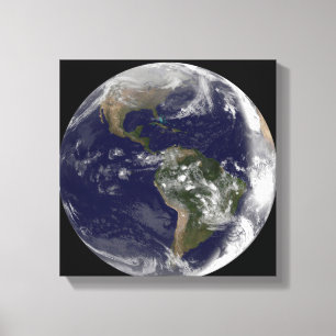 Volledige Aarde met Noord-Amerika en Zuid-Amer 7 Canvas Afdruk